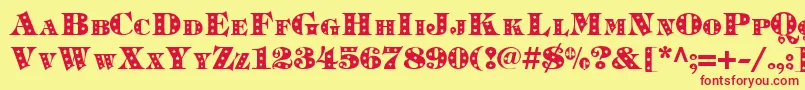 Timpanistars.KzBold Font – Red Fonts on Yellow Background