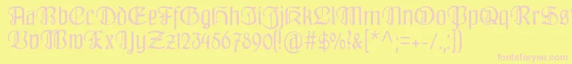 Fraenkisch Font – Pink Fonts on Yellow Background