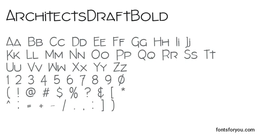 A fonte ArchitectsDraftBold – alfabeto, números, caracteres especiais