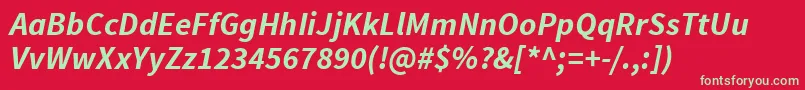 フォントSourcesansproBolditalic – 赤い背景に緑の文字