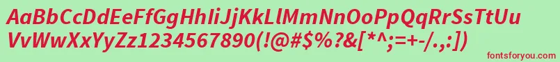 Czcionka SourcesansproBolditalic – czerwone czcionki na zielonym tle