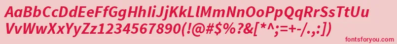 SourcesansproBolditalic-Schriftart – Rote Schriften auf rosa Hintergrund