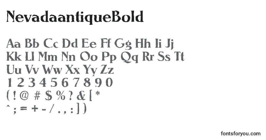 Czcionka NevadaantiqueBold – alfabet, cyfry, specjalne znaki