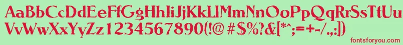 フォントNevadaantiqueBold – 赤い文字の緑の背景