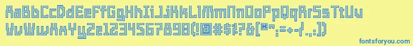 フォントTemplok – 青い文字が黄色の背景にあります。