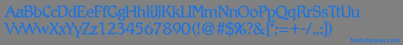 RomlightdbNormal-Schriftart – Blaue Schriften auf grauem Hintergrund