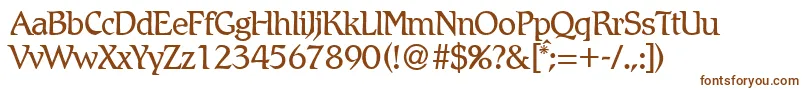 RomlightdbNormal-fontti – ruskeat fontit valkoisella taustalla