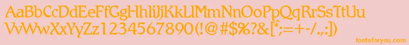 フォントRomlightdbNormal – オレンジの文字がピンクの背景にあります。