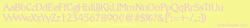 RomlightdbNormal-fontti – vaaleanpunaiset fontit keltaisella taustalla