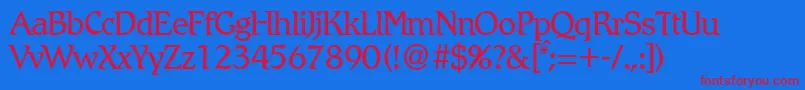 RomlightdbNormal-fontti – punaiset fontit sinisellä taustalla