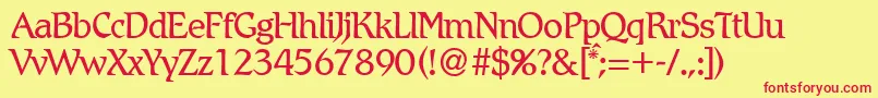 RomlightdbNormal Font – Red Fonts on Yellow Background