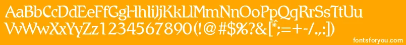 RomlightdbNormal-Schriftart – Weiße Schriften auf orangefarbenem Hintergrund