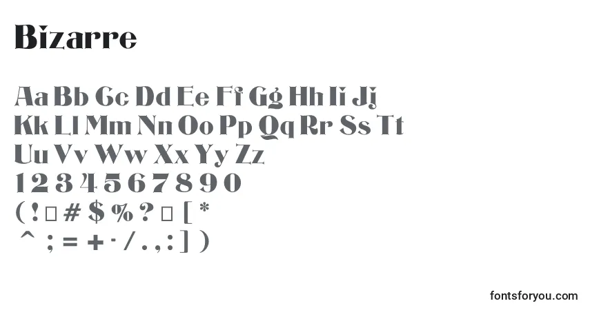 Schriftart Bizarre (102570) – Alphabet, Zahlen, spezielle Symbole