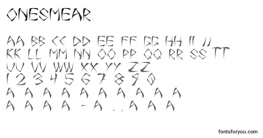Шрифт OneSmear – алфавит, цифры, специальные символы