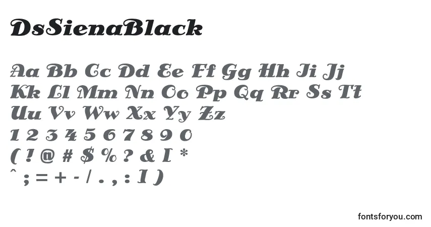 A fonte DsSienaBlack (102572) – alfabeto, números, caracteres especiais