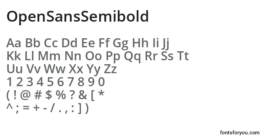 Czcionka OpenSansSemibold – alfabet, cyfry, specjalne znaki