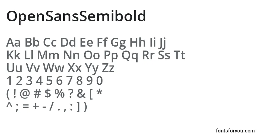 OpenSansSemibold-fontti – aakkoset, numerot, erikoismerkit