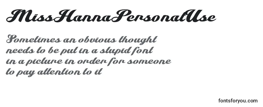 MissHannaPersonalUse Font