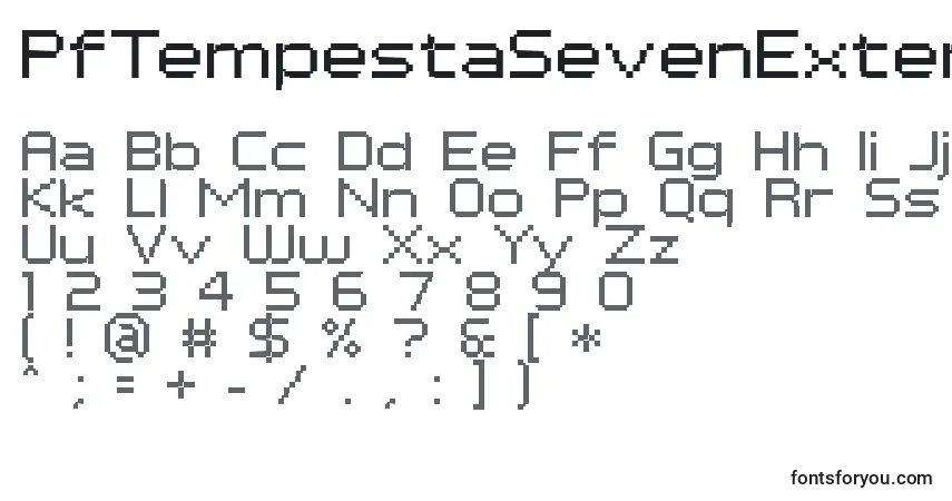 Fuente PfTempestaSevenExtended - alfabeto, números, caracteres especiales