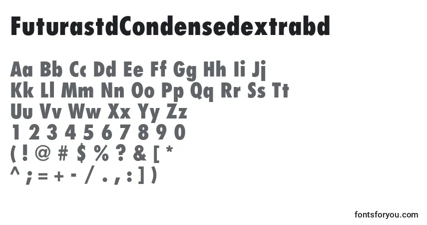 A fonte FuturastdCondensedextrabd – alfabeto, números, caracteres especiais