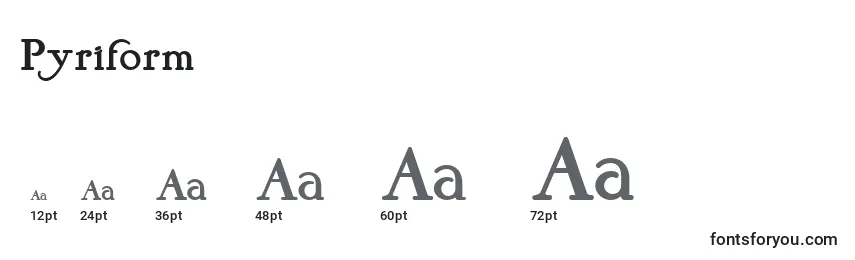 Größen der Schriftart Pyriform