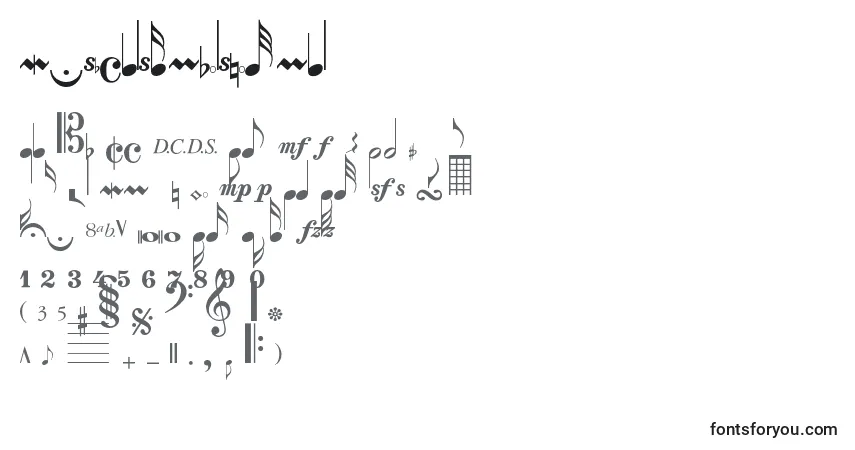 Fuente Musicalsymbolsnormal - alfabeto, números, caracteres especiales