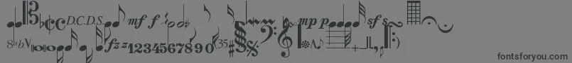 Musicalsymbolsnormal-Schriftart – Schwarze Schriften auf grauem Hintergrund