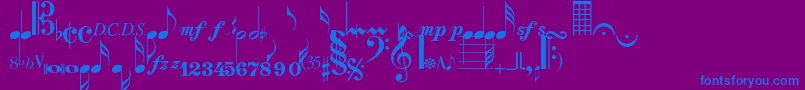 Musicalsymbolsnormal-fontti – siniset fontit violetilla taustalla