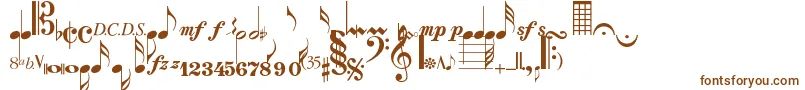 Musicalsymbolsnormal-Schriftart – Braune Schriften auf weißem Hintergrund