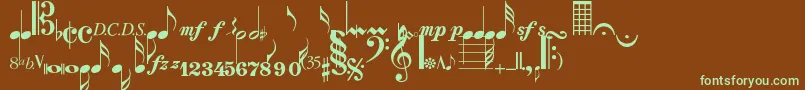 Musicalsymbolsnormal Font – Green Fonts on Brown Background