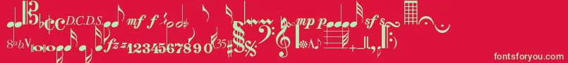 Musicalsymbolsnormal Font – Green Fonts on Red Background