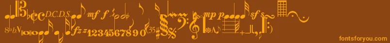 Musicalsymbolsnormal Font – Orange Fonts on Brown Background