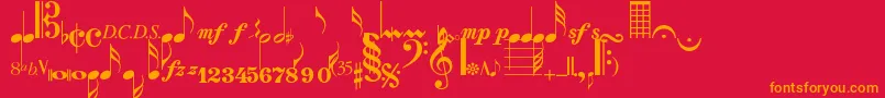 Musicalsymbolsnormal Font – Orange Fonts on Red Background