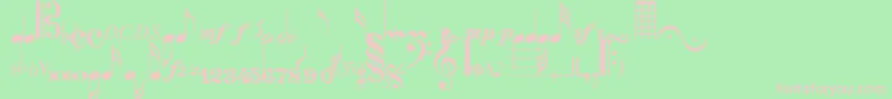 フォントMusicalsymbolsnormal – 緑の背景にピンクのフォント