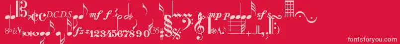 フォントMusicalsymbolsnormal – 赤い背景にピンクのフォント