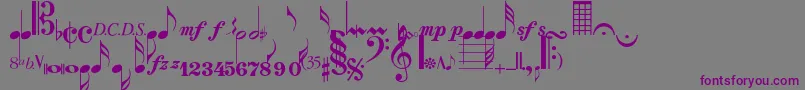 Musicalsymbolsnormal-Schriftart – Violette Schriften auf grauem Hintergrund