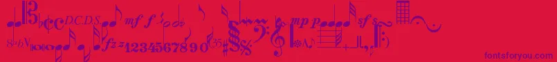 Musicalsymbolsnormal Font – Purple Fonts on Red Background
