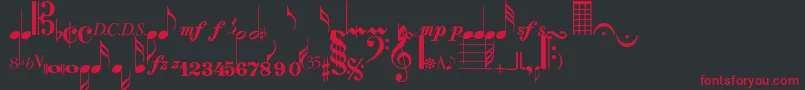 Musicalsymbolsnormal Font – Red Fonts on Black Background