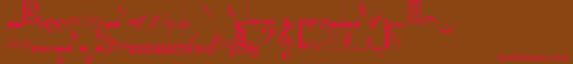 Musicalsymbolsnormal-Schriftart – Rote Schriften auf braunem Hintergrund