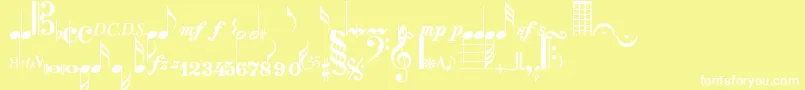 フォントMusicalsymbolsnormal – 黄色い背景に白い文字