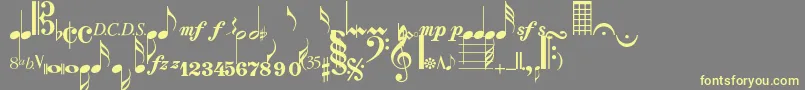 Musicalsymbolsnormal Font – Yellow Fonts on Gray Background