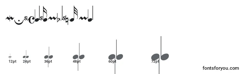 Musicalsymbolsnormal-fontin koot