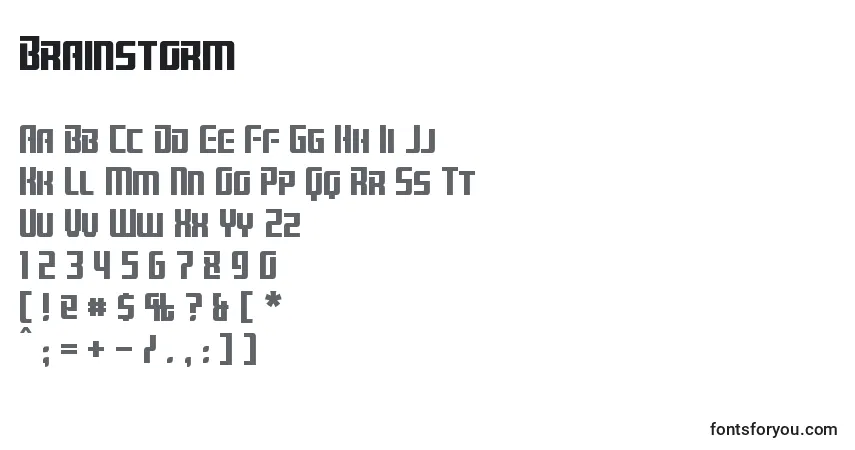 Czcionka Brainstorm (102583) – alfabet, cyfry, specjalne znaki