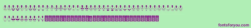 フォントSkulldcoxy – 緑の背景に紫のフォント