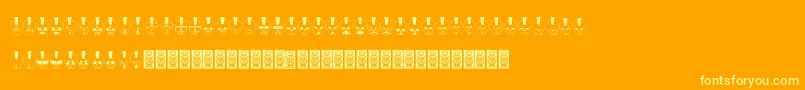 Skulldcoxy-Schriftart – Gelbe Schriften auf orangefarbenem Hintergrund