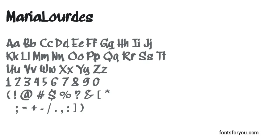 A fonte MariaLourdes – alfabeto, números, caracteres especiais