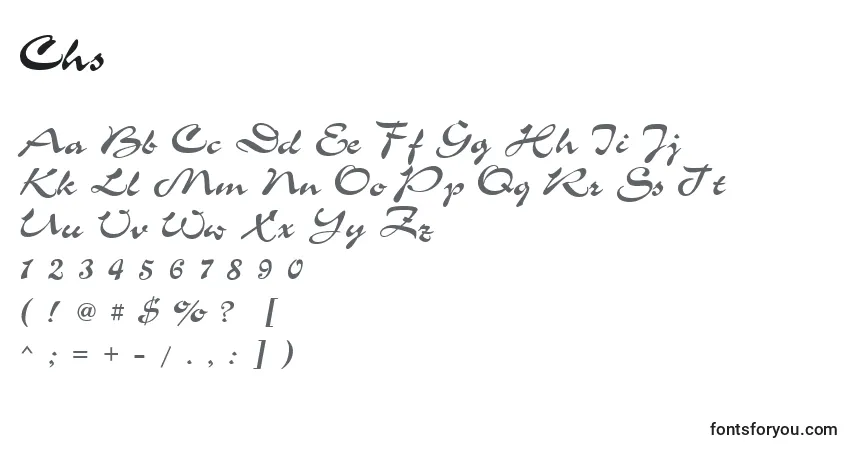 A fonte Chs – alfabeto, números, caracteres especiais