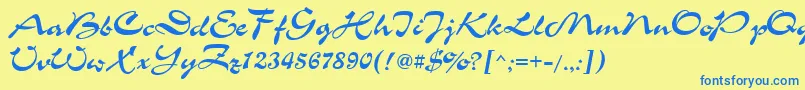 フォントChs – 青い文字が黄色の背景にあります。