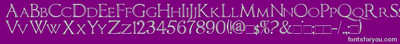 Imperatorbronzesmallcaps Font – Green Fonts on Purple Background