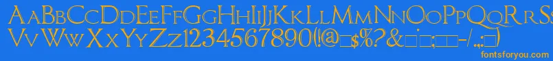 Imperatorbronzesmallcaps Font – Orange Fonts on Blue Background